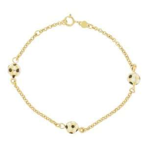   Gold, Soccer Ball Charm Bracelet for Kids Children 6mm Wide Jewelry
