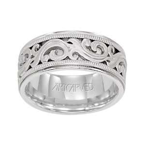 ArtCarved Sovereign White Gold Ladies Wedding Band 7.5mm Comfort Fit 