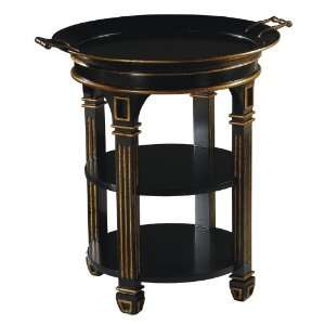  Round Tray Table in Black Lacquer Finish   7 4649