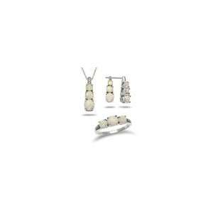 ZALES Lab Created Opal and Diamond Accent Three Piece Set in Sterling 