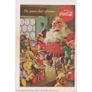  1953 Coke Santa The pause that refreshes Vintage Ad 