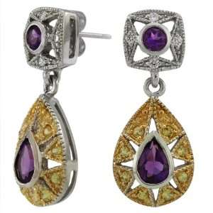  Antique Sapphire Amethyst and Diamond Earrings DaCarli Jewelry