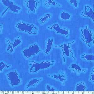  44 Wide Insect Silhouettes Blue Fabric By The Yard Arts 