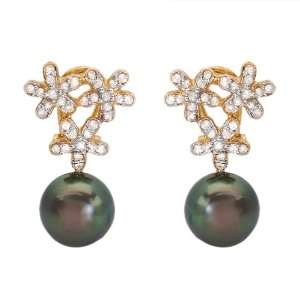  18K Two tone Gold Pearl and 0.5 CTW Color H I I2 Diamond 