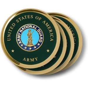  Army National Guard Brass 4 Coaster Set 