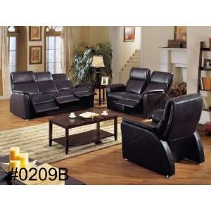  New Black Genuine Leather Sofa with recliners