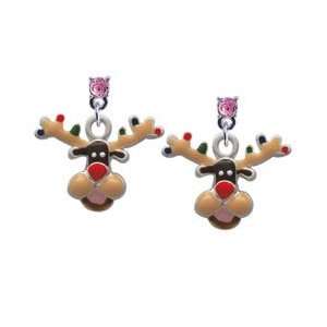   Christmas Lights Light Pink Swarovski Post Charm Earrings: Jewelry