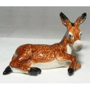  DONKEY Brown Lays New MINIATURE Figurine Porcelain KLIMA 