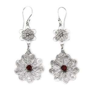  Garnet flower earrings, Love Bouquet Jewelry