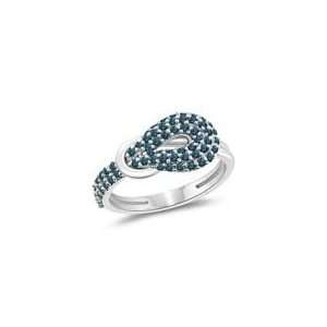  0.68 Cts Blue Diamond Love Knot Ring in 14K White Gold 7.5 