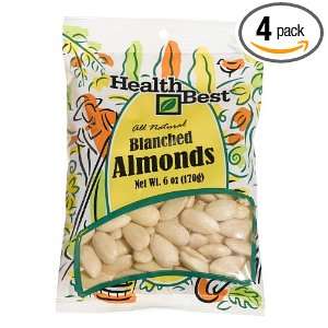 Health Best Almonds Natural Whole Blanched, 6 Ounce Packages (Pack of 