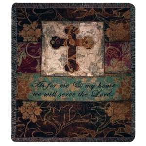  Manual Woodworker WE WILL SERVE THE LORD Tapestry Throw 