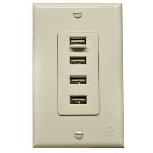   USB Outlet Quattro In Wall Four USB Charger, Ivory