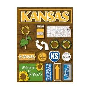  Jet Setters Dimensional Stickers 4.5X6 Sheet   Kansas 