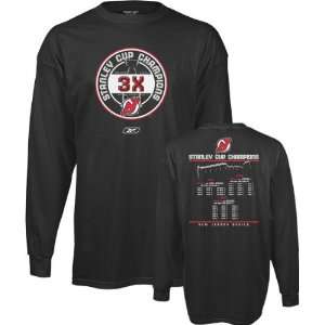   Jersey Devils  Black  3 Time Stanley Cup Champions Long Sleeve T Shirt