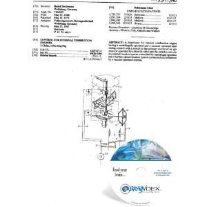  NEW Patent CD for CONTROL FOR INTERNAL COMBUSTION ENGINES 