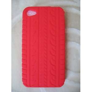  Silicone Tire Thread iPhone 4 Skin Case Cover RED 
