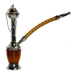 Mini Amber Colored Hookah Middle Eastern Water Pipe Traditional Design