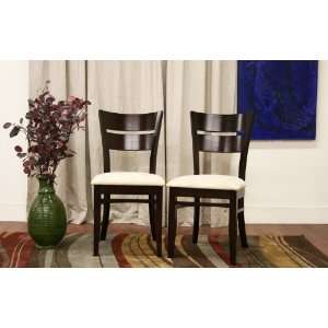   of 2 Dining Chair Padded Seat in Dark Brown Finish: Everything Else