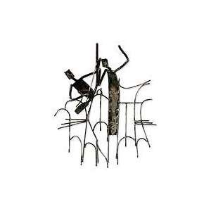  NOVICA Recycled iron wall sculpture, Goje Dancer