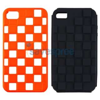   Black Checker Hybrid Case Cover+PRIVACY FILTER Film for iPhone 4 4G 4S