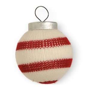  Red and White Striped Knit Ornaments