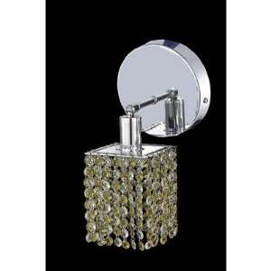 Mini 1 Light Square Wall Sconce in Chrome with Round Canopy Crystal 