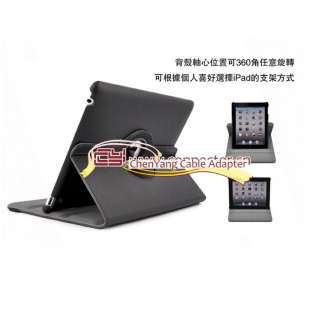 The New iPad 2 3 360° Rotating Magnetic PU Leather Case Smart Cover 
