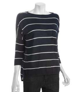 autumn cashmere navy and magnolia contrast stripe jersey