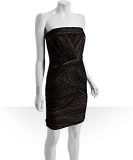 Tadashi Shoji black asymmetric sequin tulle strapless dress