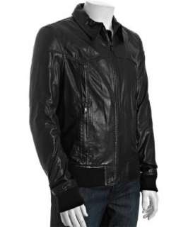 black lambskin zip front bomber jacket  BLUEFLY up to 70% off 