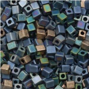  Miyuki 4mm Glass Cube Beads Color Mix Matte Heavy Metals 