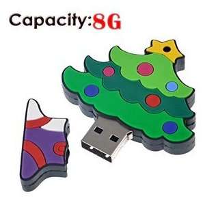  8G Rubber USB Flash Drive with Christmas Tree Shape (Small 