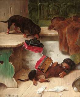 CARL REICHERT Up To No Good dogs CANVAS see our SHOP  
