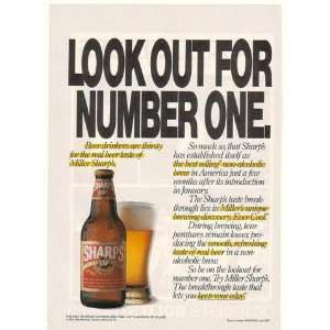  1990 Miller Sharps Beer Look Out for Number One Print Ad 