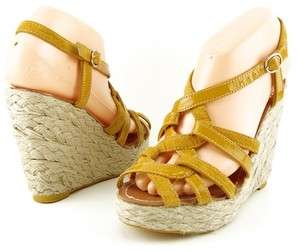 LOVELY PEOPLE YELLOW Womens Designer Shoes Open Toe Espadrille Wedges 