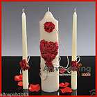 Personalized Wedding Unity Candle Complete Set w/ Rosettes Flowers 12