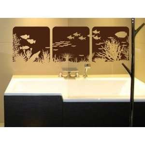  3 Panel Coral Reef Decal Sticker Wall Art Graphic Fish 
