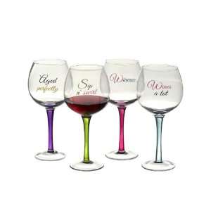 Red Wine Glass 4 Asstd Dimensions 3 1/2 X 3 1/2 X 8 1/2 Set Of 4 