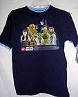   LEGO STAR WARS Boys Dark Blue S/S T Shirt Yoda Han C3PO R2D2 Chewie