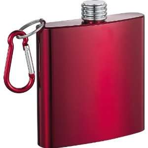    Raton 6oz Red Anodized Stainless Steel Hip Flask