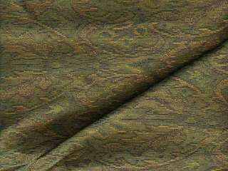 Green Red Gold Damask Woven Drape Upholstery Fabric