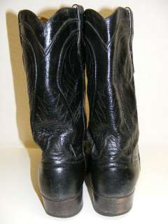 Dan Post Spain Black Western Cowboy Boots Square Toe Stitched Mens 12 