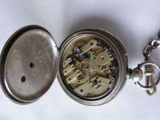  repeater silver pocket watch&enamelled silver chain fob c1850s
