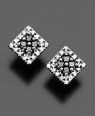   White Gold Earrings Black and White Diamond Square Studs 1/4 ct. t.w