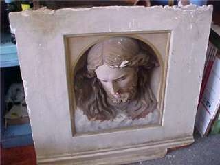 JESUS CHRIST LARGE PLASTER HEAD SCULPTURE 1800S  