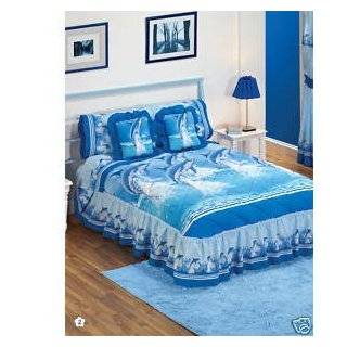 Blue Sea Dolphins Bedspread Sheets Bedding Set Full 