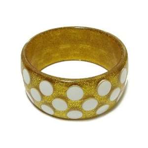    Polka Dots on Gold Sparkle Urban Wear Bangle Bracelet Jewelry