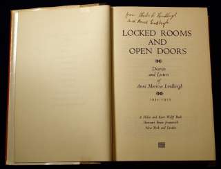 CHARLES/ANNE LINDBERGH SIGNED BOOK OPEN DOORS PA149  