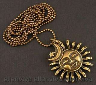 Nostalgic Smiling Sun Moon Star Necklace New #ne430cp  